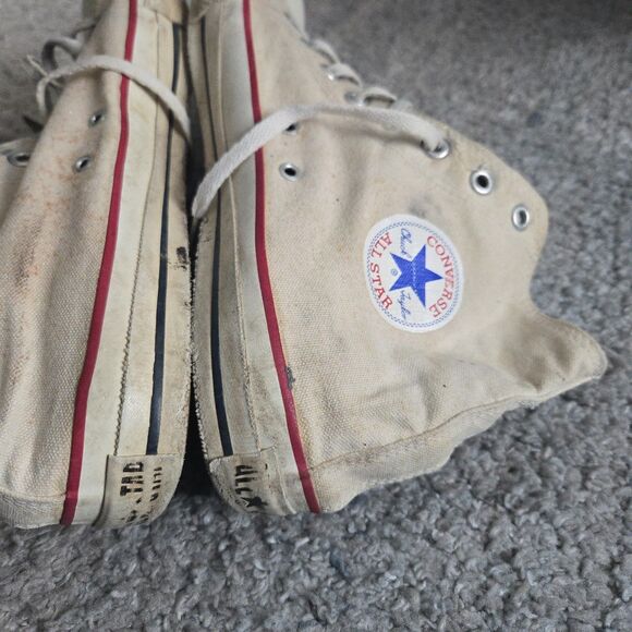 Vintage White Converse Shoes Mens 13 All Star High Tops Made In USA - Picture 10 of 15